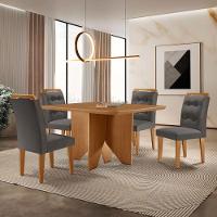 Mesa Evora 90 Mdf Com 4 Cadeiras Carol Veludo Grafite Naturalle - 1