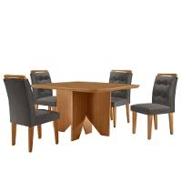 Mesa Evora 90 Mdf Com 4 Cadeiras Carol Veludo Grafite Naturalle - 2