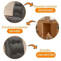 Mesa Evora 90 Mdf Com 4 Cadeiras Carol Veludo Grafite Naturalle - 6