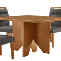 Mesa Evora 90 Mdf Com 4 Cadeiras Carol Veludo Grafite Naturalle - 8