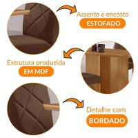 Mesa Olimpia 120 Mdf Canto Copo E Com 4 Cadeiras Melissa Veludo Marrom Naturalle - 6