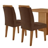 Mesa Olimpia 120 Mdf Canto Copo E Com 4 Cadeiras Melissa Veludo Marrom Naturalle - 7