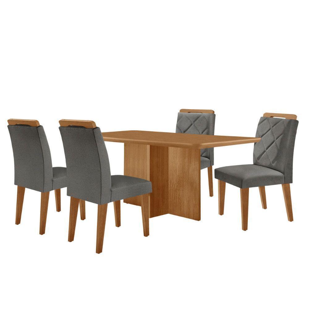 Mesa Olimpia 120 Mdf Com 4 Cadeiras Melissa Linho Grafite Naturalle - 1