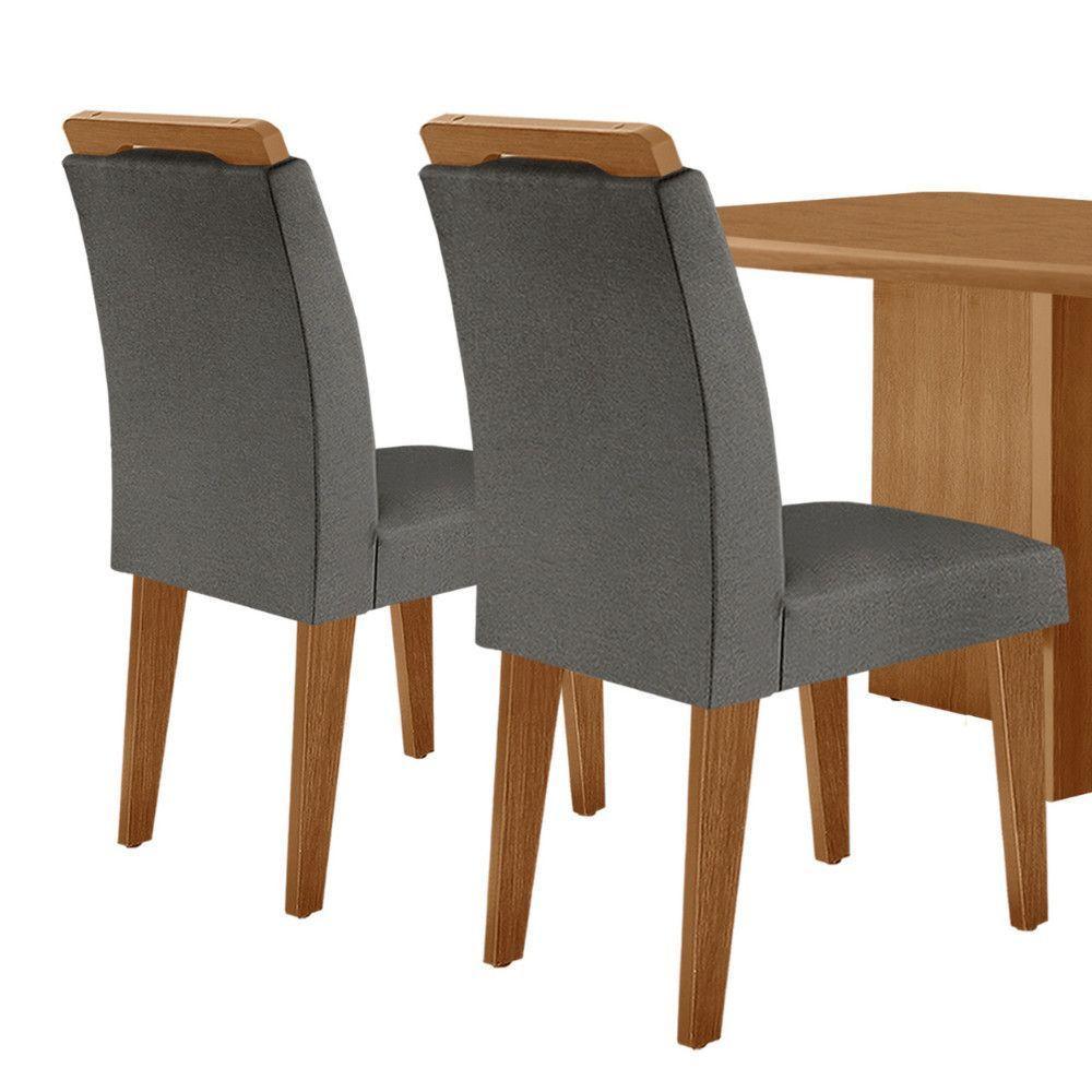 Mesa Olimpia 120 Mdf Com 4 Cadeiras Melissa Linho Grafite Naturalle - 2