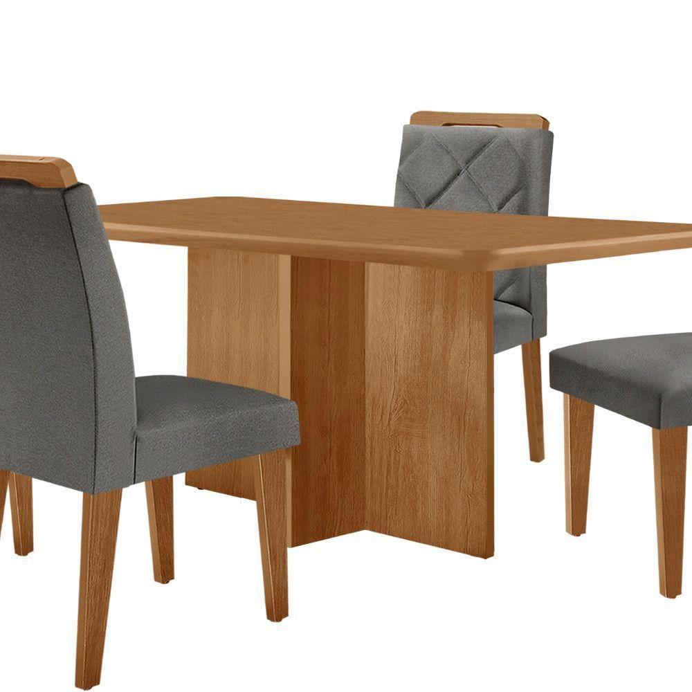 Mesa Olimpia 120 Mdf Com 4 Cadeiras Melissa Linho Grafite Naturalle - 3