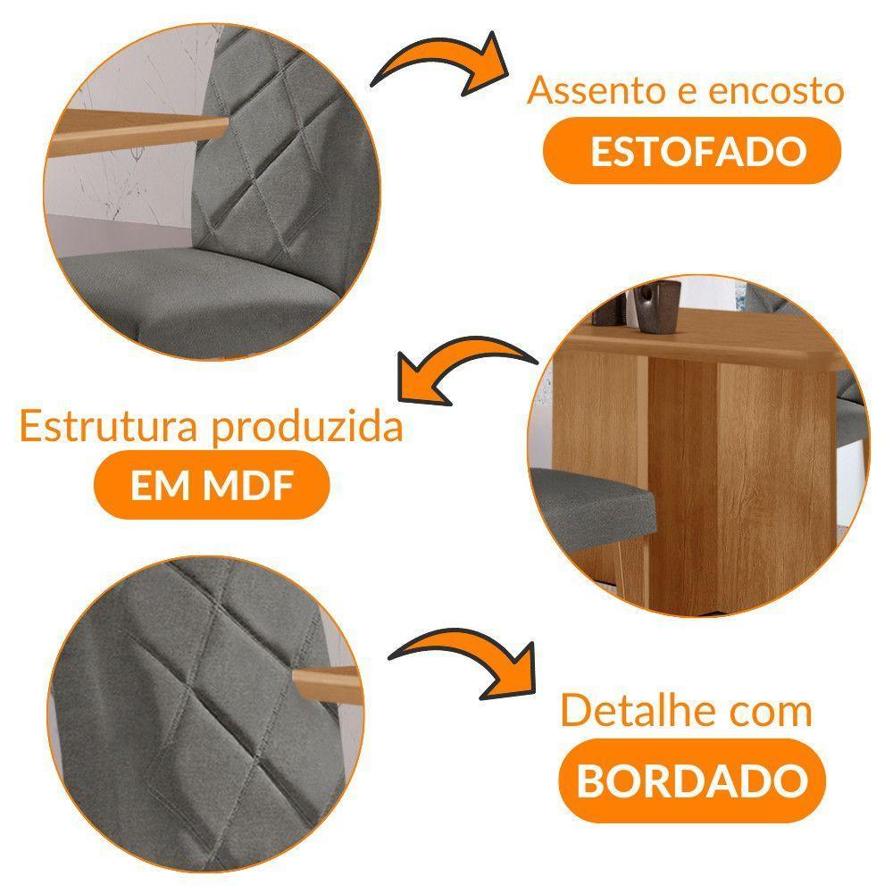 Mesa Olimpia 120 Mdf Com 4 Cadeiras Melissa Linho Grafite Naturalle - 4