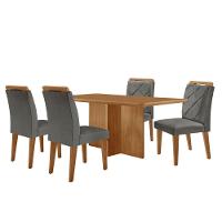 Mesa Olimpia 120 Mdf Com 4 Cadeiras Melissa Linho Grafite Naturalle - 1