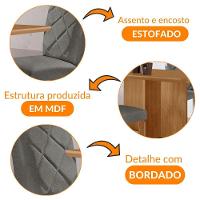 Mesa Olimpia 120 Mdf Com 4 Cadeiras Melissa Linho Grafite Naturalle