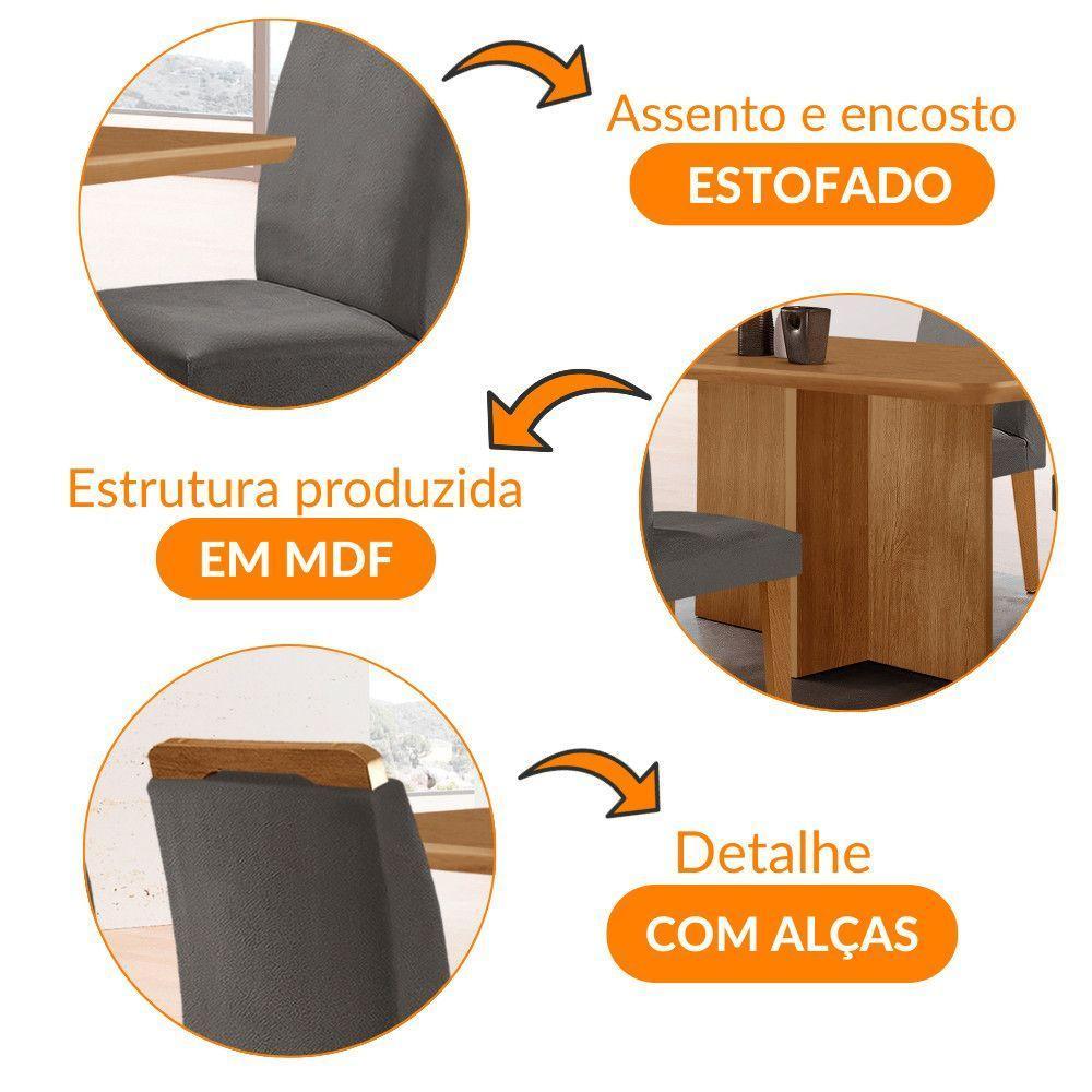 Mesa Olimpia 120 Mdf Com 4 Cadeiras Athenas Veludo Grafite Naturalle - 6