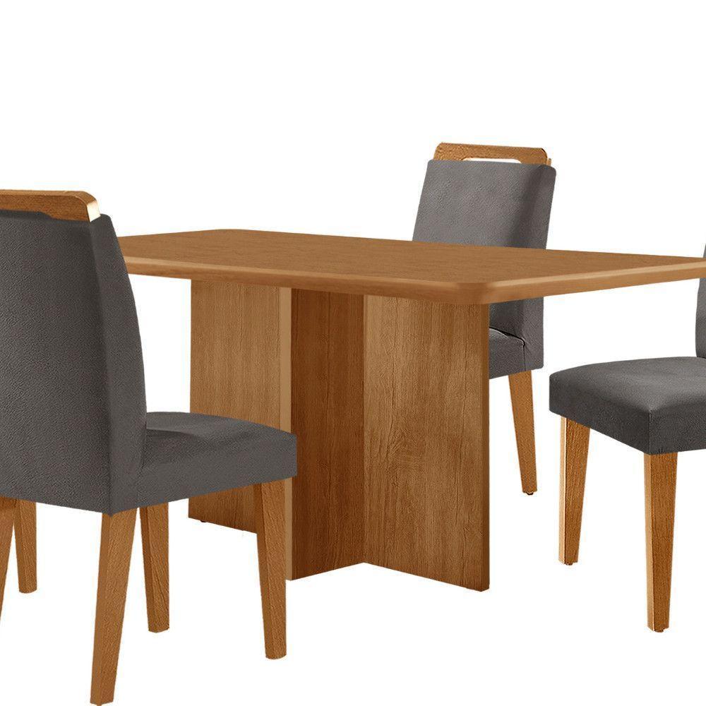 Mesa Olimpia 120 Mdf Com 4 Cadeiras Athenas Veludo Grafite Naturalle - 8