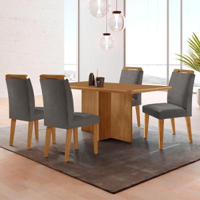 Mesa Olimpia 120 Mdf Com 4 Cadeiras Athenas Veludo Grafite Naturalle