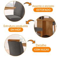 Mesa Olimpia 120 Mdf Com 4 Cadeiras Athenas Veludo Grafite Naturalle - 6