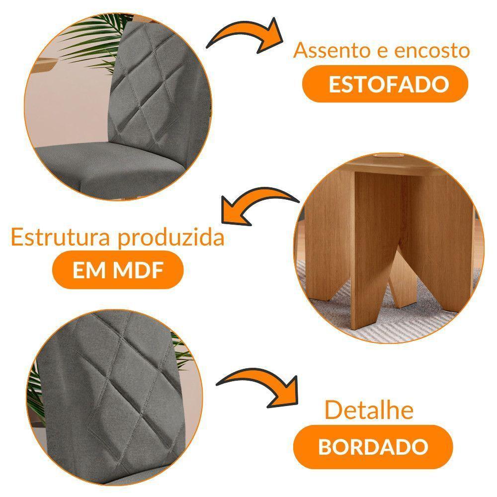 Mesa Evora 90 Mdf Com 4 Cadeiras Melissa Linho Grafite Naturalle - 6