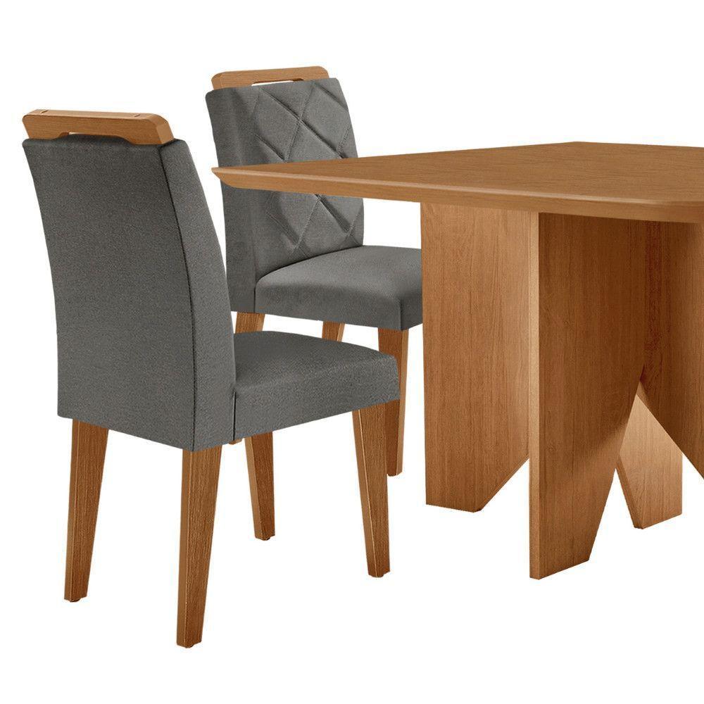 Mesa Evora 90 Mdf Com 4 Cadeiras Melissa Linho Grafite Naturalle - 7