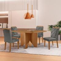 Mesa Evora 90 Mdf Com 4 Cadeiras Melissa Linho Grafite Naturalle - 1