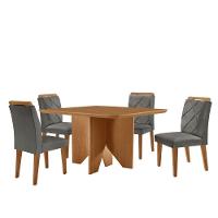 Mesa Evora 90 Mdf Com 4 Cadeiras Melissa Linho Grafite Naturalle - 2