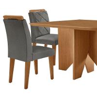 Mesa Evora 90 Mdf Com 4 Cadeiras Melissa Linho Grafite Naturalle - 7