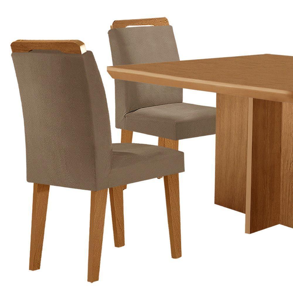 Mesa Olimpia 90 Mdf Canto Copo E Com 4 Cadeiras Athenas Veludo Capuccino Naturalle - 7