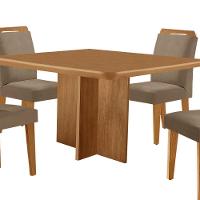 Mesa Olimpia 90 Mdf Canto Copo E Com 4 Cadeiras Athenas Veludo Capuccino Naturalle - 8
