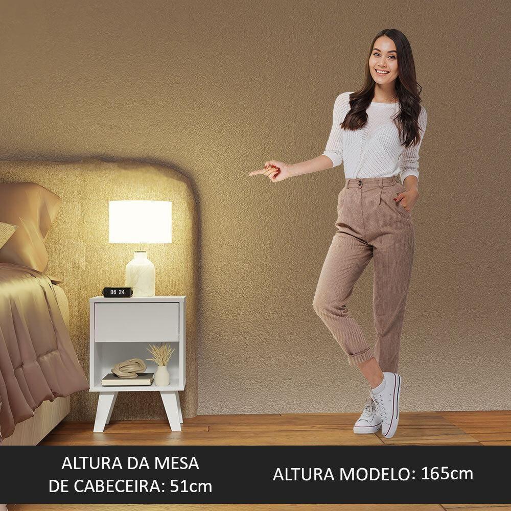 Mesa De Cabeceira Branca Com 1 Gaveta 3235 Madesa Branco - 5