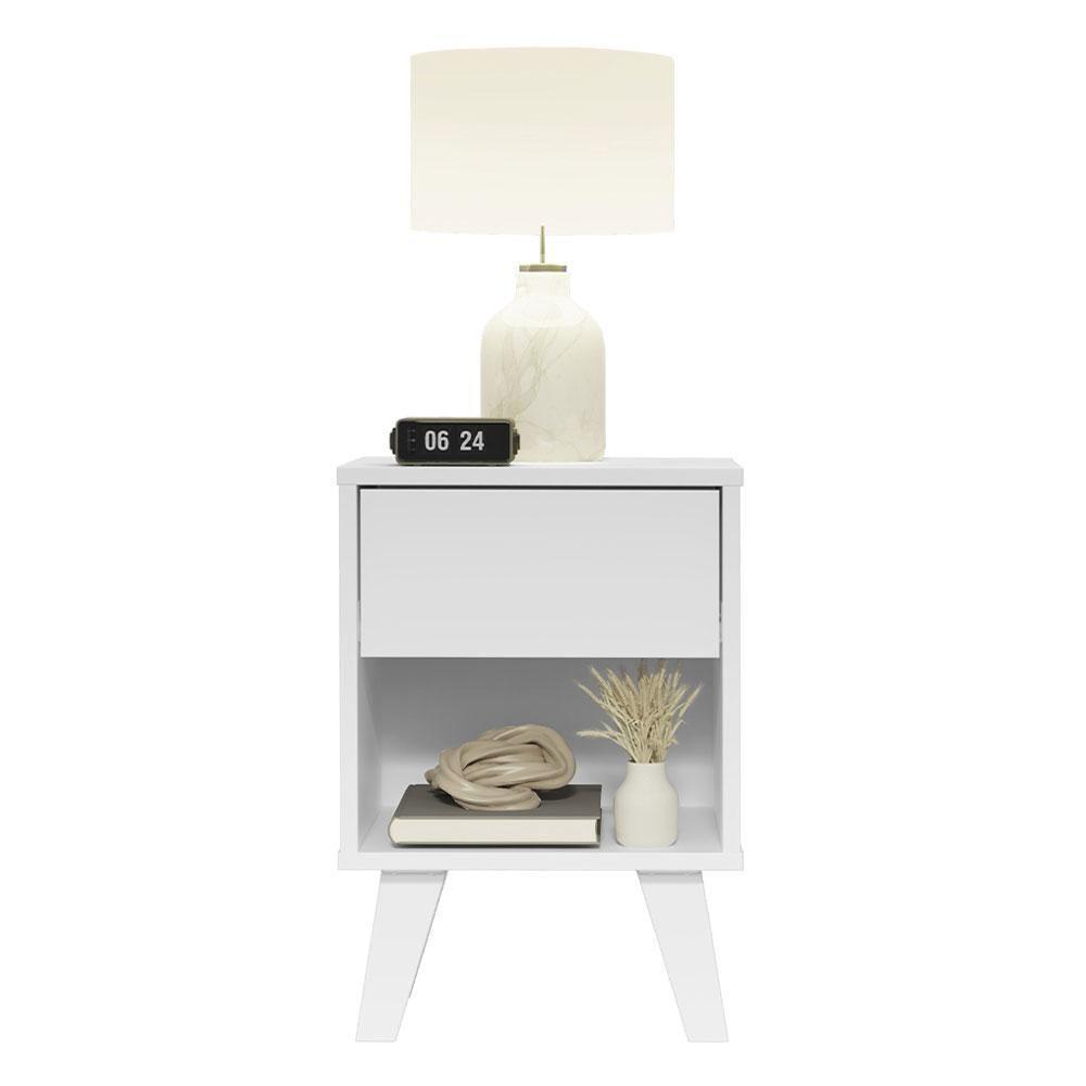 Mesa De Cabeceira Branca Com 1 Gaveta 3235 Madesa Branco - 7