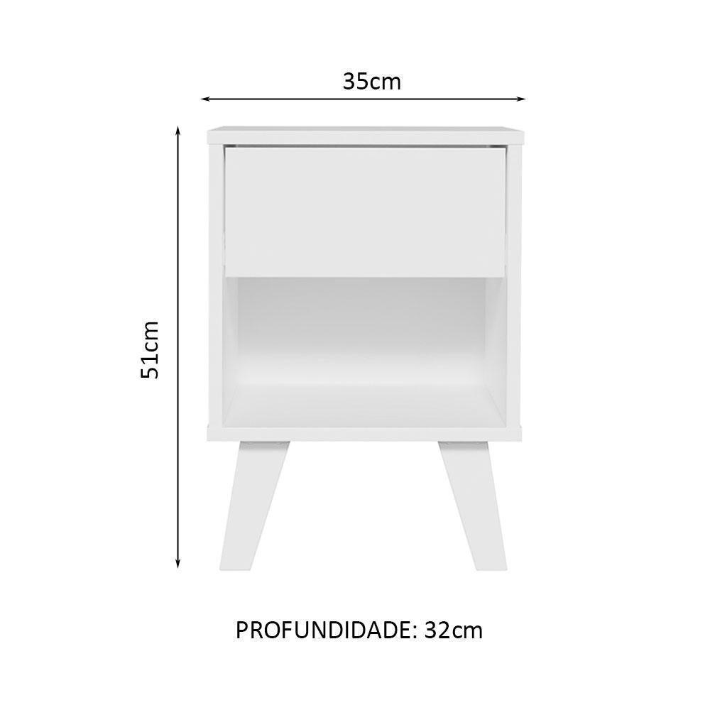 Mesa De Cabeceira Branca Com 1 Gaveta 3235 Madesa Branco - 8