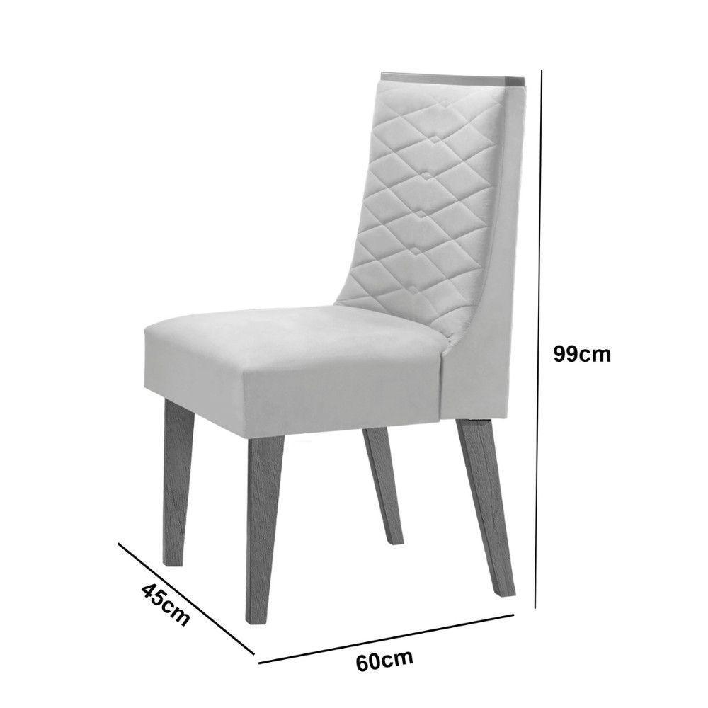 Mesa Evora 120 Mdf Canto Com 4 Cadeiras Safira Linho Grafite Naturalle - 4