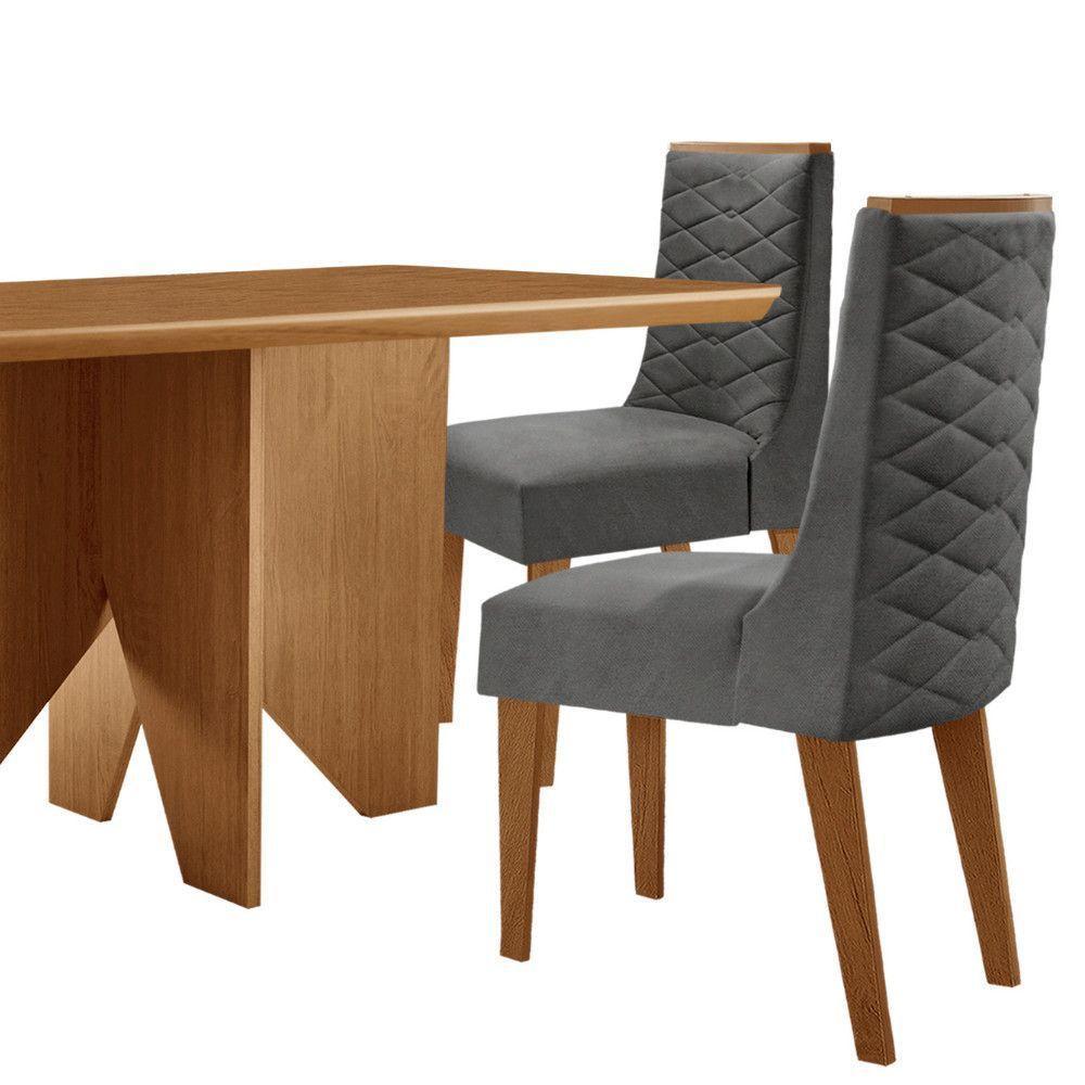 Mesa Evora 120 Mdf Canto Com 4 Cadeiras Safira Linho Grafite Naturalle - 8