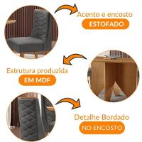 Mesa Evora 120 Mdf Canto Com 4 Cadeiras Safira Linho Grafite Naturalle - 6