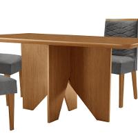 Mesa Evora 120 Mdf Canto Com 4 Cadeiras Safira Linho Grafite Naturalle - 7
