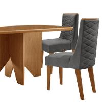 Mesa Evora 120 Mdf Canto Com 4 Cadeiras Safira Linho Grafite Naturalle - 8