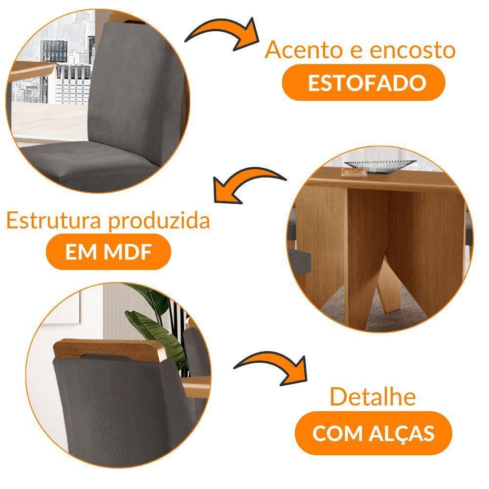 Mesa Evora 120 Mdf Com 4 Cadeiras Athenas Veludo Grafite Naturalle - 6