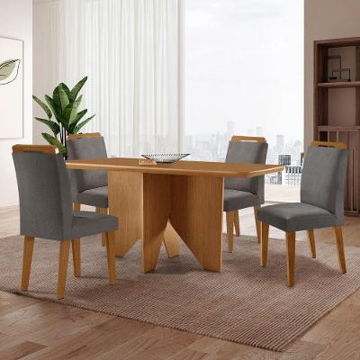 Mesa Evora 120 Mdf Com 4 Cadeiras Athenas Veludo Grafite Naturalle