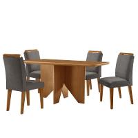 Mesa Evora 120 Mdf Com 4 Cadeiras Athenas Veludo Grafite Naturalle - 2