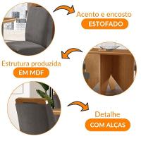 Mesa Evora 120 Mdf Com 4 Cadeiras Athenas Veludo Grafite Naturalle - 6