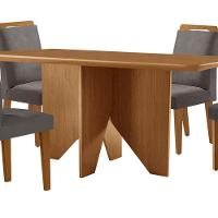 Mesa Evora 120 Mdf Com 4 Cadeiras Athenas Veludo Grafite Naturalle - 7
