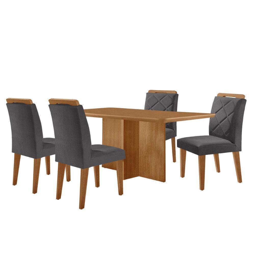 Mesa Olimpia 120 Mdf Com 4 Cadeiras Melissa Veludo Grafite Naturalle - 2
