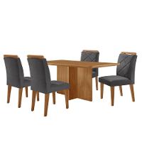 Mesa Olimpia 120 Mdf Com 4 Cadeiras Melissa Veludo Grafite Naturalle - 2