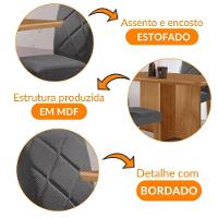 Mesa Olimpia 120 Mdf Com 4 Cadeiras Melissa Veludo Grafite Naturalle - 6