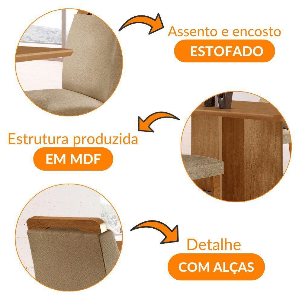 Mesa Olimpia 120 Mdf Canto Copo E Com 4 Cadeiras Athenas Turim 07 Naturalle - 6