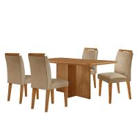 Mesa Olimpia 120 Mdf Canto Copo E Com 4 Cadeiras Athenas Turim 07 Naturalle - 2