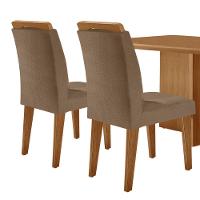 Mesa Olimpia 120 Mdf Canto Copo E Com 4 Cadeiras Melissa Veludo Capuccino Naturalle - 2