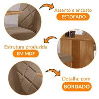 Mesa Olimpia 120 Mdf Canto Copo E Com 4 Cadeiras Melissa Veludo Capuccino Naturalle - 7