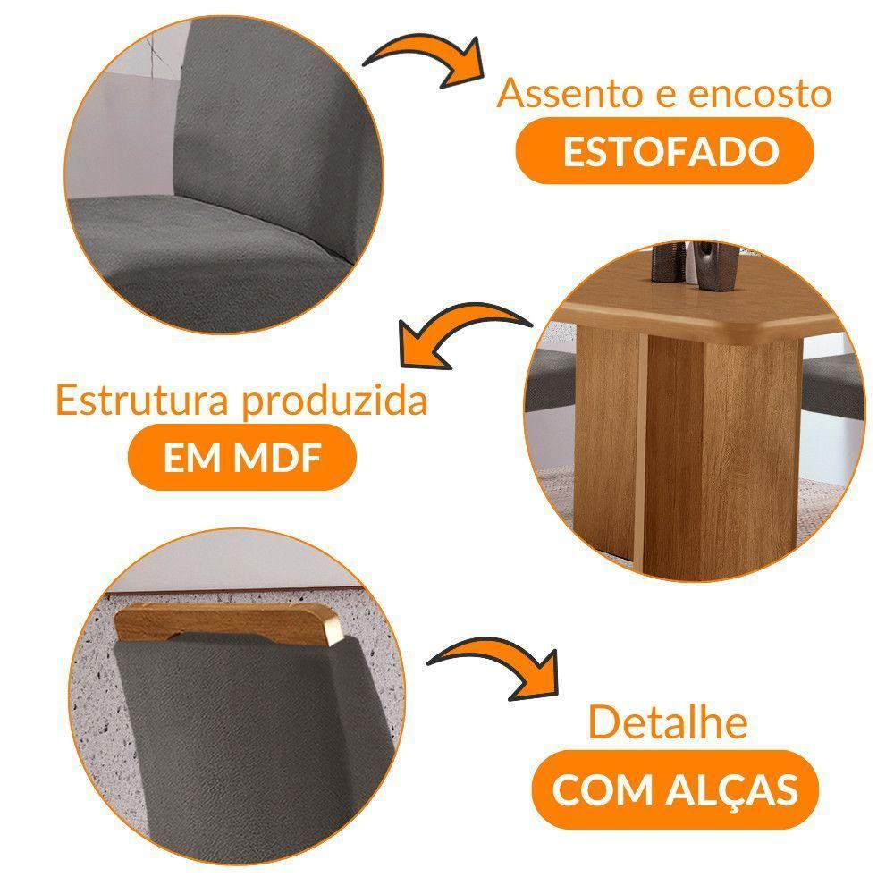 Mesa Olimpia 90 Mdf Com 4 Cadeiras Athenas Veludo Grafite Naturalle - 6
