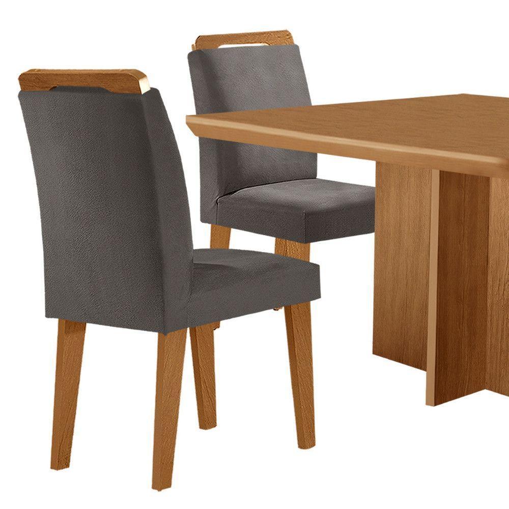 Mesa Olimpia 90 Mdf Com 4 Cadeiras Athenas Veludo Grafite Naturalle - 7