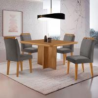 Mesa Olimpia 90 Mdf Com 4 Cadeiras Athenas Veludo Grafite Naturalle - 1