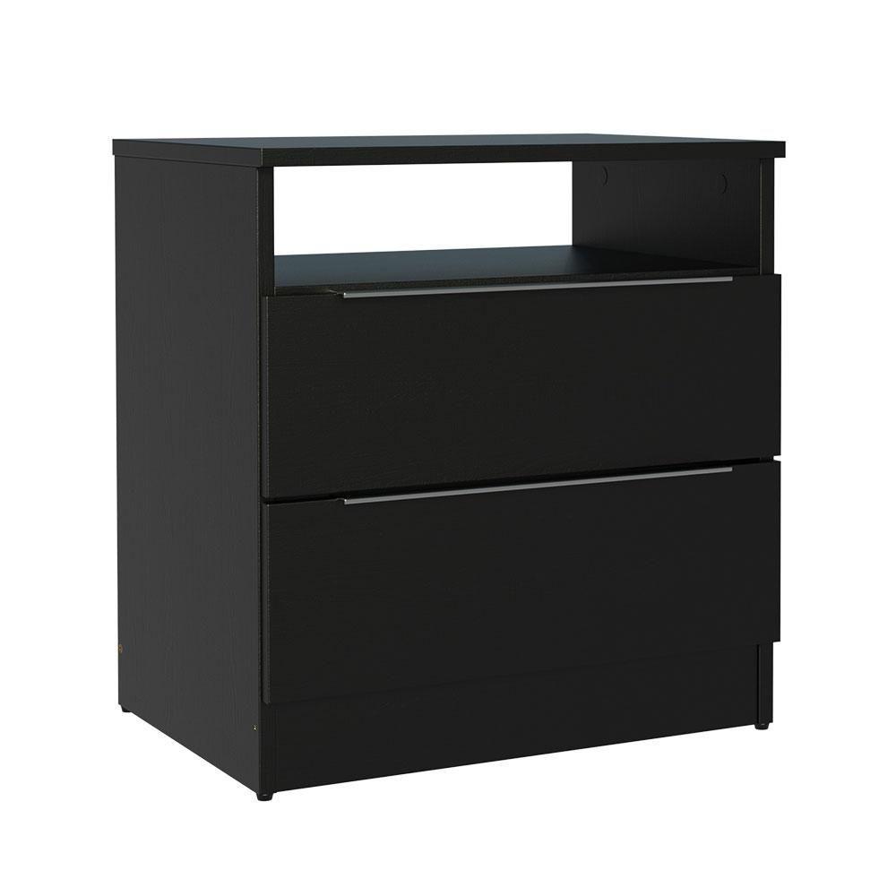 Mesa de Cabeceira Madesa 3227 com 2 Gavetas Preto - 1