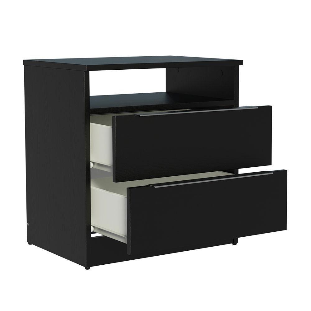 Mesa de Cabeceira Madesa 3227 com 2 Gavetas Preto - 3