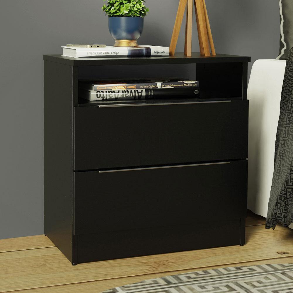 Mesa de Cabeceira Madesa 3227 com 2 Gavetas Preto - 5