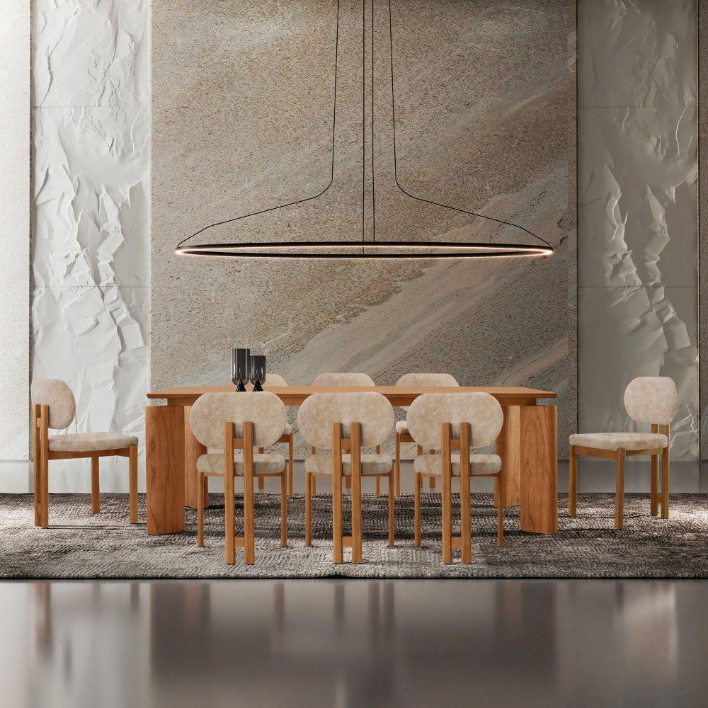 Mesa De Jantar Nala 220cm Madeira Tampo Laminado 8 Cadeira Nala Milano Imbuia Natural - 1